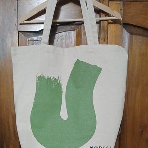 X LARGE canevas white and green tote by HORSES ATELIER